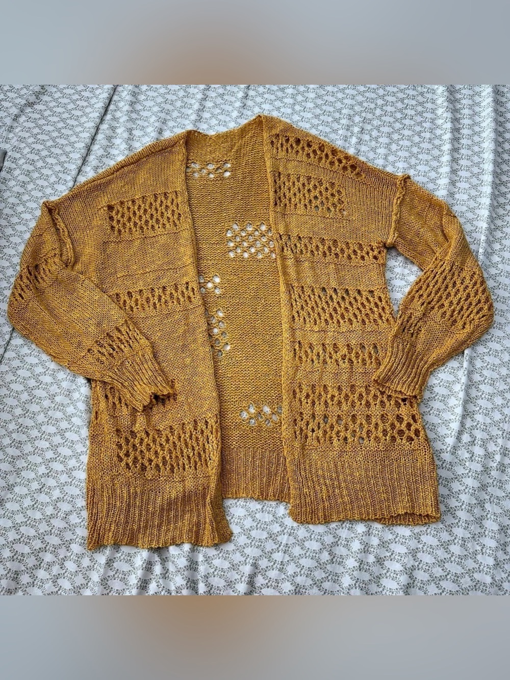 Open Knit Geometric Sweater in Yellow size M